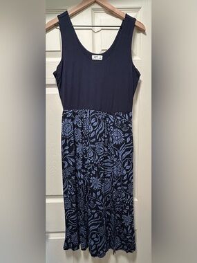 24/7 Maurice’s Navy Tropical Floral Maxi Dress with Pockets Medium Vacation